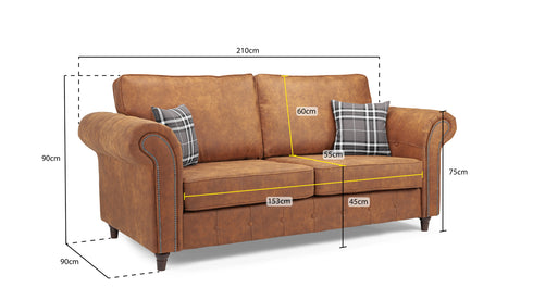 Elena Sofa Tan 3 Seater